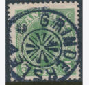 5 re grn Chr X med stjernestempel GRINDERSLEV 1913 Danmark AFA